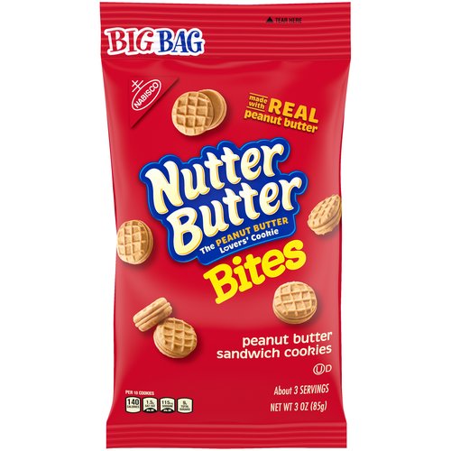 Nutter Butter Bites Peanut Butter Sandwich Cookies Big Bag, 1 package (3oz)