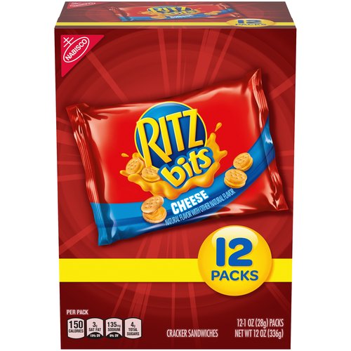 RITZ Bits Cheese Sandwich Crackers, 12 - 1 oz Packs