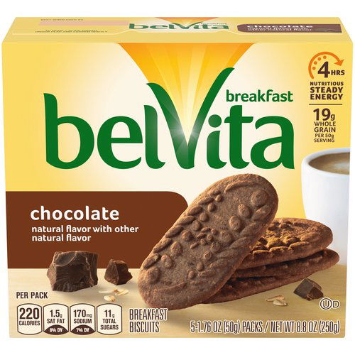 belVita Chocolate Breakfast Biscuits, 5 Packs (4 Biscuits Per Pack)