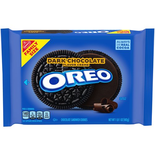 OREO Dark Chocolate Crème Chocolate Sandwich Cookies, Family Size, 17 oz