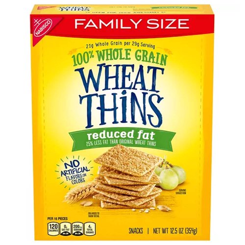 Wheat Thins Reduced Fat Whole Grain Wheat Crackers, Family Size, 12.5 oz