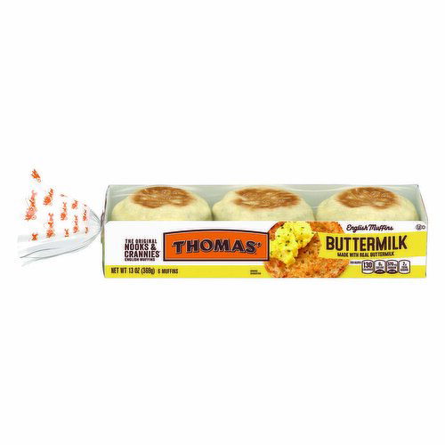 Thomas Buttermilk English Muffins, 6 Count