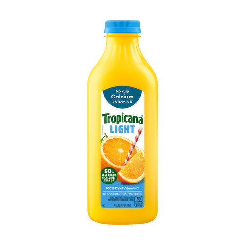 Tropicana Light Orange Juice, No Pulp With Calcium