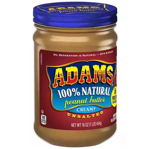 Adams Peanut Butter, Creamy, Unsalted