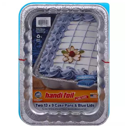 Handi-Foil Fun Colors Cake Pans with Blue Lids