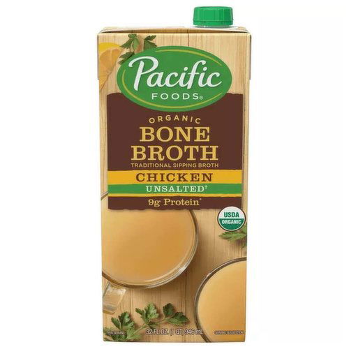 Pacific Organic Chicken Bone Broth, Unsalted