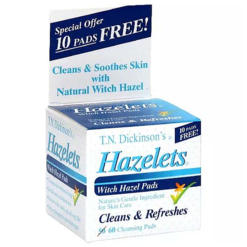 T.N. Dickinson Witch Hazel Pads - Hazelets? - 60 Count