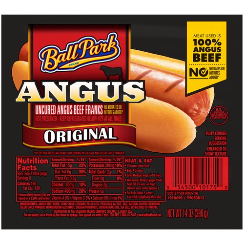 Ball Park Angus Beef Hot Dogs, Original Length