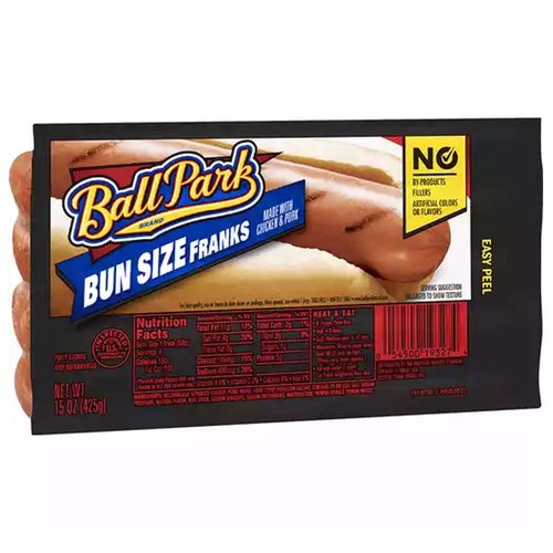 Ball Park Classic Hot Dog, Bun Size length