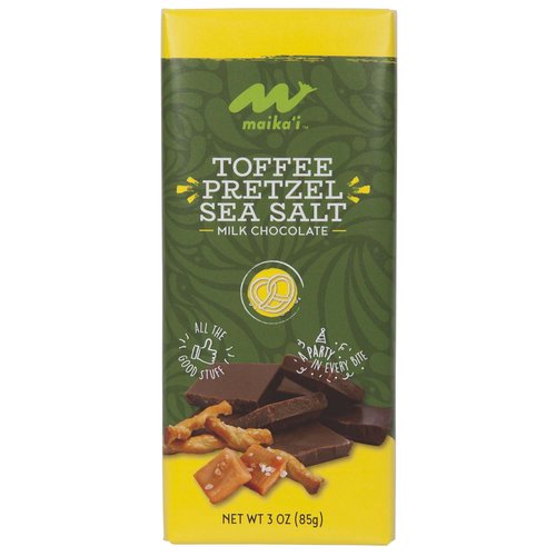 Maika`i Toffee Pretzel Sea Salt Milk Chocolate Bar