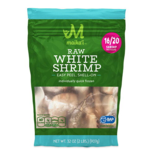 Maika`i Shrimp, 16/20 Raw, Easy Peel, Shell-On