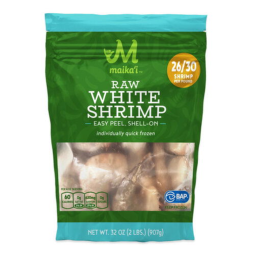 Maika`i Shrimp, 26/30 Raw, Easy Peel, Shell-On