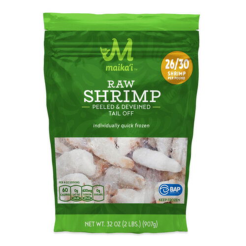 Maika`i Shrimp, 26/30  Raw, Peeled, Tail Off