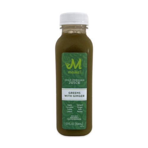 Maika`i Greens With Ginger Cold Pressed Juice