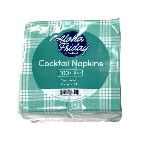 Aloha Friday Green Palaka Cocktail Napkins