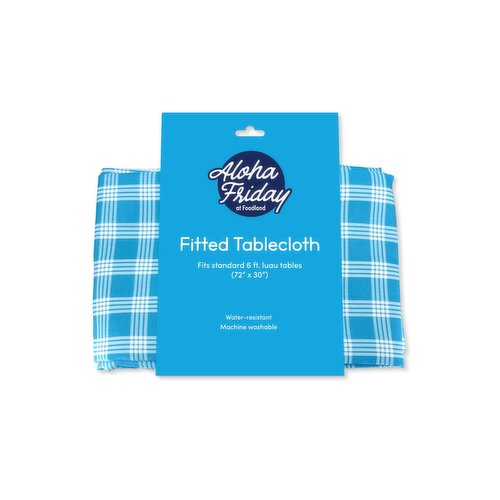 Aloha Friday Blue Palaka Fitted Tablecloth