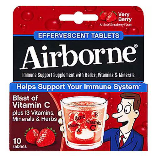 Airborne Immune Support Supplement Effervescent Tablets, Very Berry