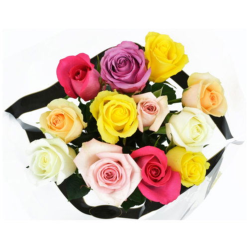 Dozen Rainbow Roses,40cm