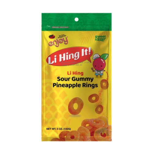 Enjoy Li Hing Sour Gummy Pineapple Rings