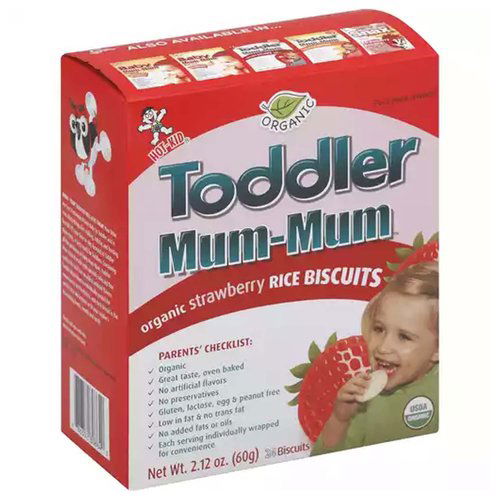 Hot Kid Toddler Mum-Mum Organic Rice Biscuits, Strawberry, 2 Years