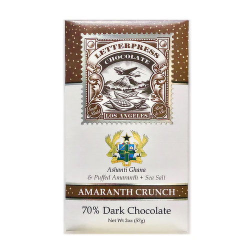 Letterpress Amaranth Crunch 70% Dark Chocolate