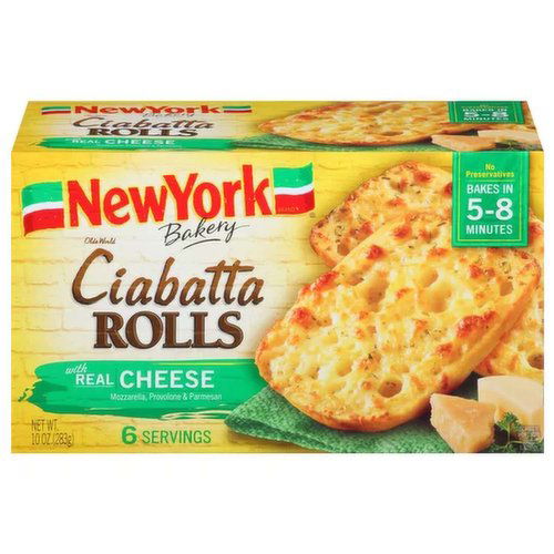 New York Bakery Olde World Ciabatta Rolls with Real Cheese, 10 Oz