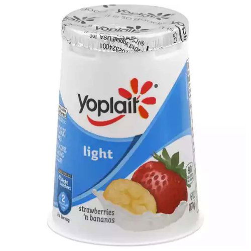 Yoplait Light Fat Free Yogurt, Strawberries 'N Bananas