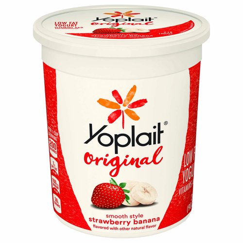 Yoplait Original Low Fat Yogurt, Strawberry Banana, Smooth Style