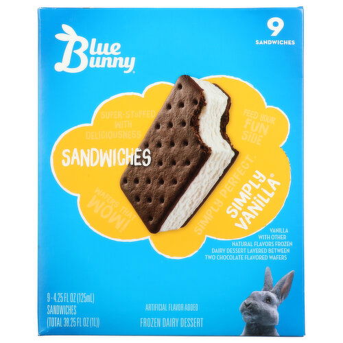 Blue Bunny Ice Cream Sandwich Vanilla