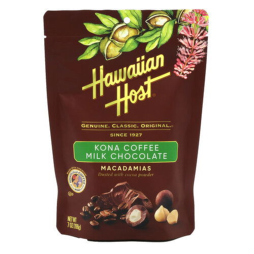 Hawaiian Host Milk Chocolate, Macadamias, Kona Coffee