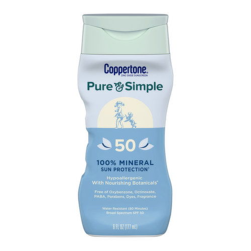 Coppertone Pure & Simple Broad Spectrum Sunscreen, SPF 50