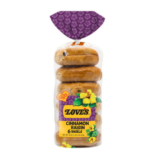 Love's Cinnamon Raisin Bagels (6-pack)