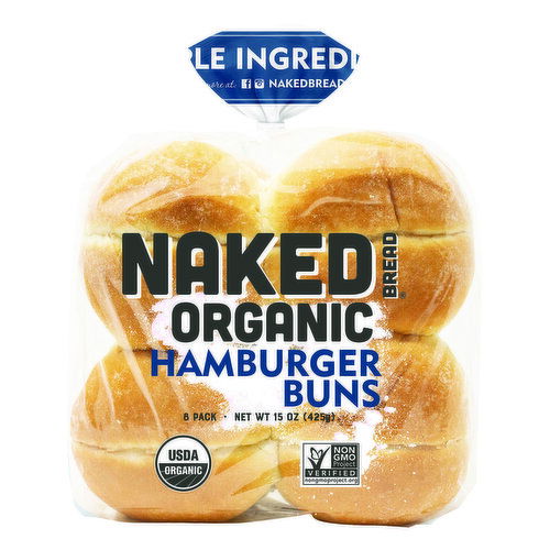 Naked Organic Hamburger Buns 8pk