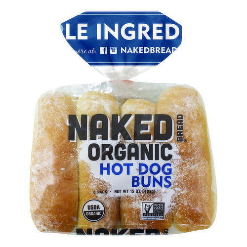 Naked Organic Hot Dog Buns, 8 Count