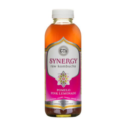 GT's Synergy Pomelo Pink Lemonade Raw Kombucha