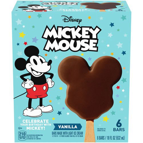 Disney Mickey Light Ice Cream Bars, Vanilla