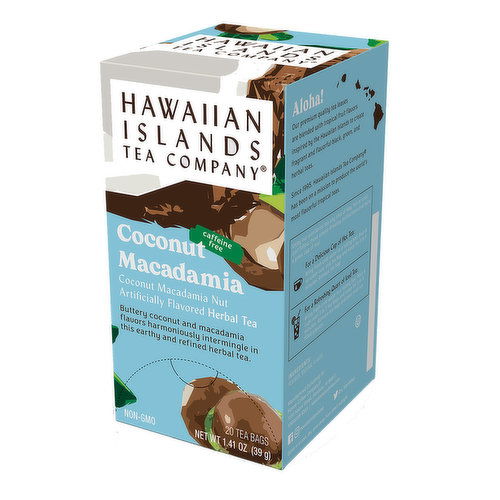 Hawaiian Islands Tea Coconut Macadamia Herbal Tea Bags