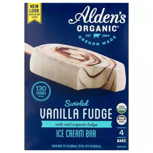 Alden's Organic Ice Cream Bars, Vanilla Fudge