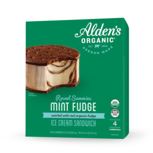 Alden's Organic Ice Cream Sandwich, Mint Fudge