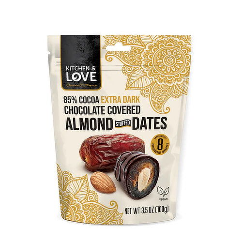 Kitchen & Love Extra Dark Chocolate Almond Stuffed Dates