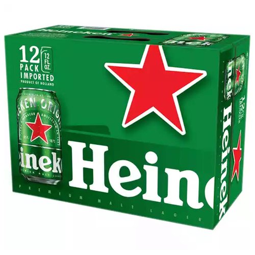 Heineken Lager Beers, Cans (Pack of 12)