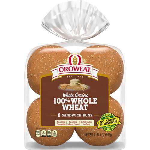 Oroweat 100% Whole Wheat Hamburger Buns