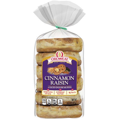 Oroweat Cinnamon Raisin Sliced English Muffins