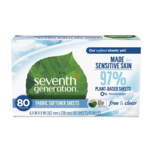 Seventh Generation Fabric Softener Sheets, Free & Clear