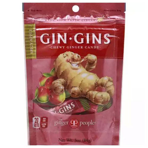 Ginger People Gin-Gin Chewy Ginger Candy, Spicy Apple