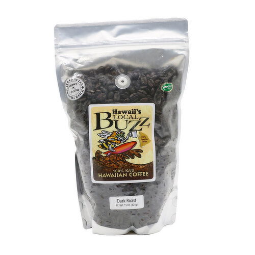 Hawaii's Local Buzz Dark Roast Whole Bean Ka'u Coffee