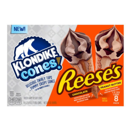 Klondike Frozen Dairy Dessert Cone Reese's Peanut Butter & Reese's Chocolate