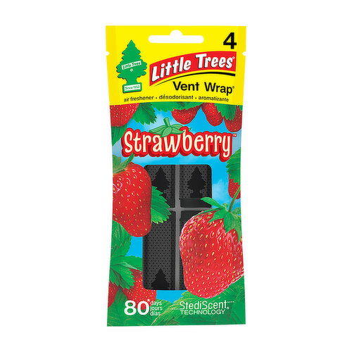 Little Trees Strawberry Vent Wrap Strawberry Air Freshener, 4 count