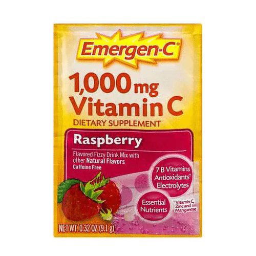 Emergen-C Vitamin C 1000mg Powder, Raspberry Flavor, Single Packet