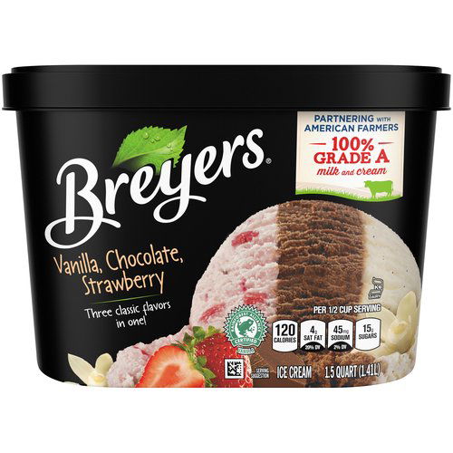 Breyers Ice Cream, Vanilla, Chocolate, Strawberry